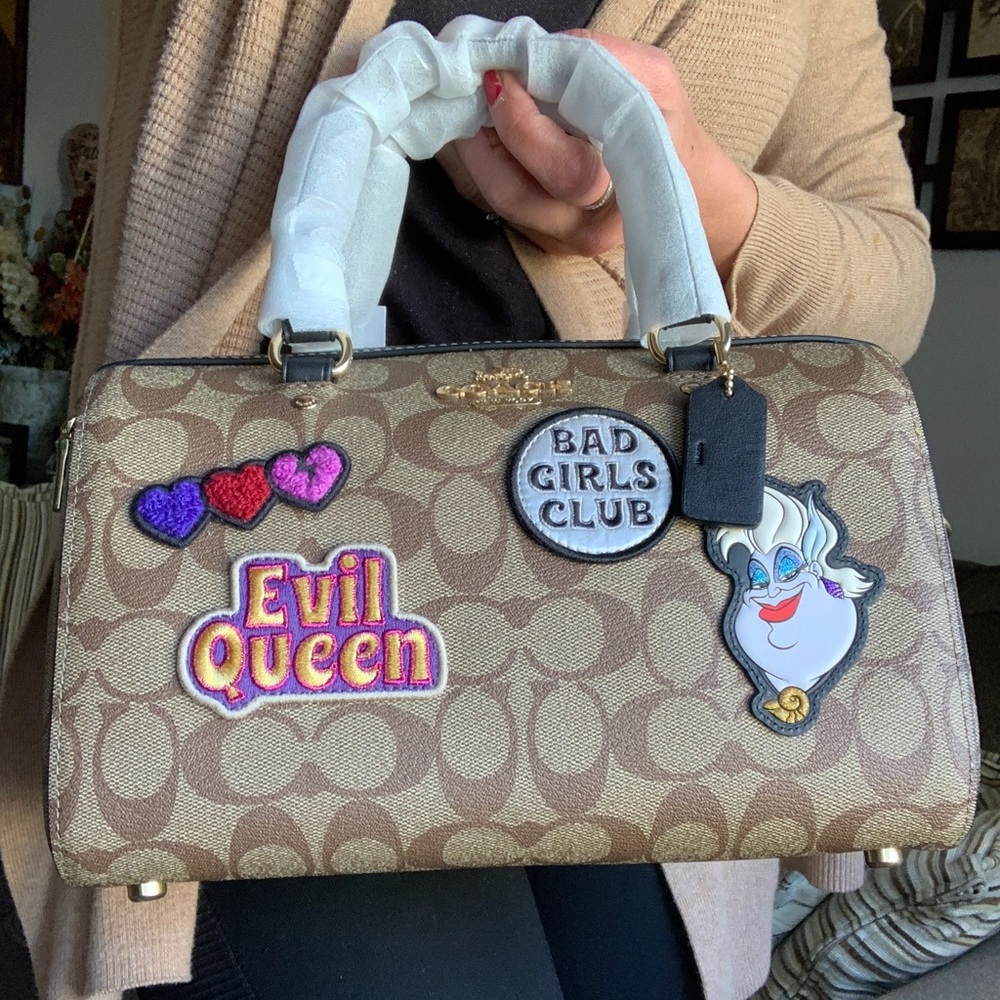 Authentic COACH Signature canvas/Smooth leather DisneyX  top zip Satchel/Crosby - Picture 15 of 16